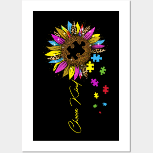 Choose Kind Autism Awareness Rainbow Sunflower Warrior Posters and Art